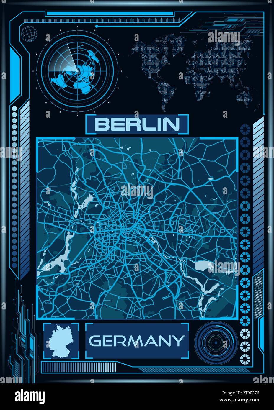 An illustration of an aerial map of Berlin, Germany Stock Photo - Alamy