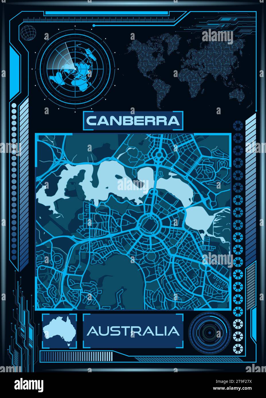 An illustration of an aerial map of Canberra, Australia Stock Photo Alamy