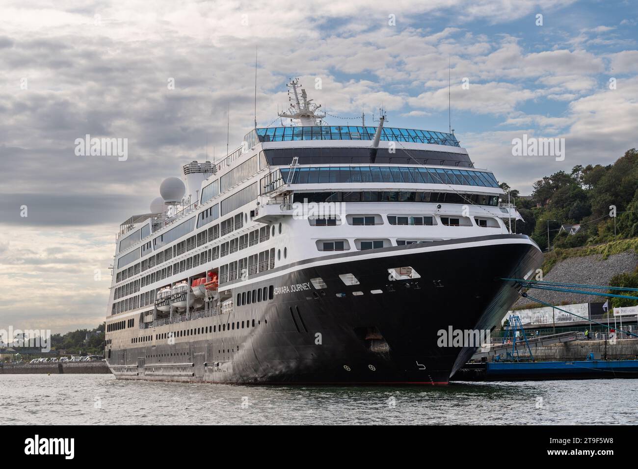 Cruise liner 'Azamara Journey' moored at Cobh Cruise Terminal, Cobh, County Cork, Ireland. Stock Photo
