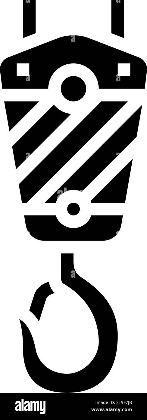 crane hook construction vehicle glyph icon vector illustration Stock ...