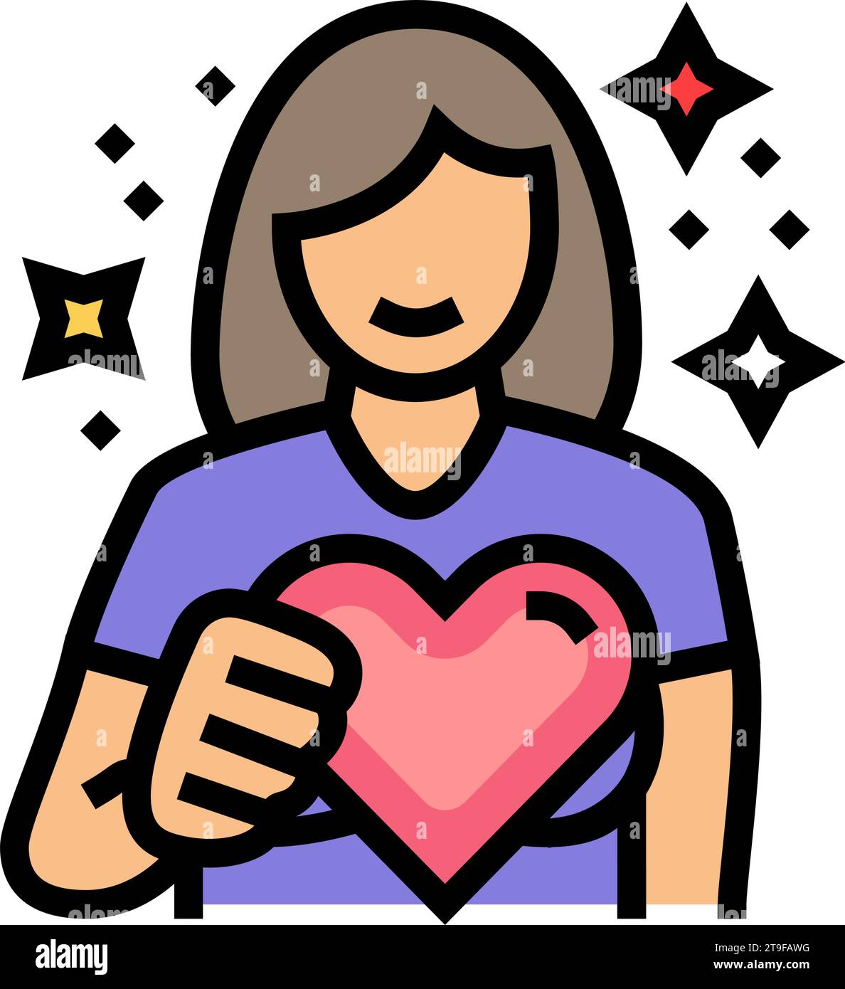 woman holding heart color icon vector illustration Stock Vector Image ...