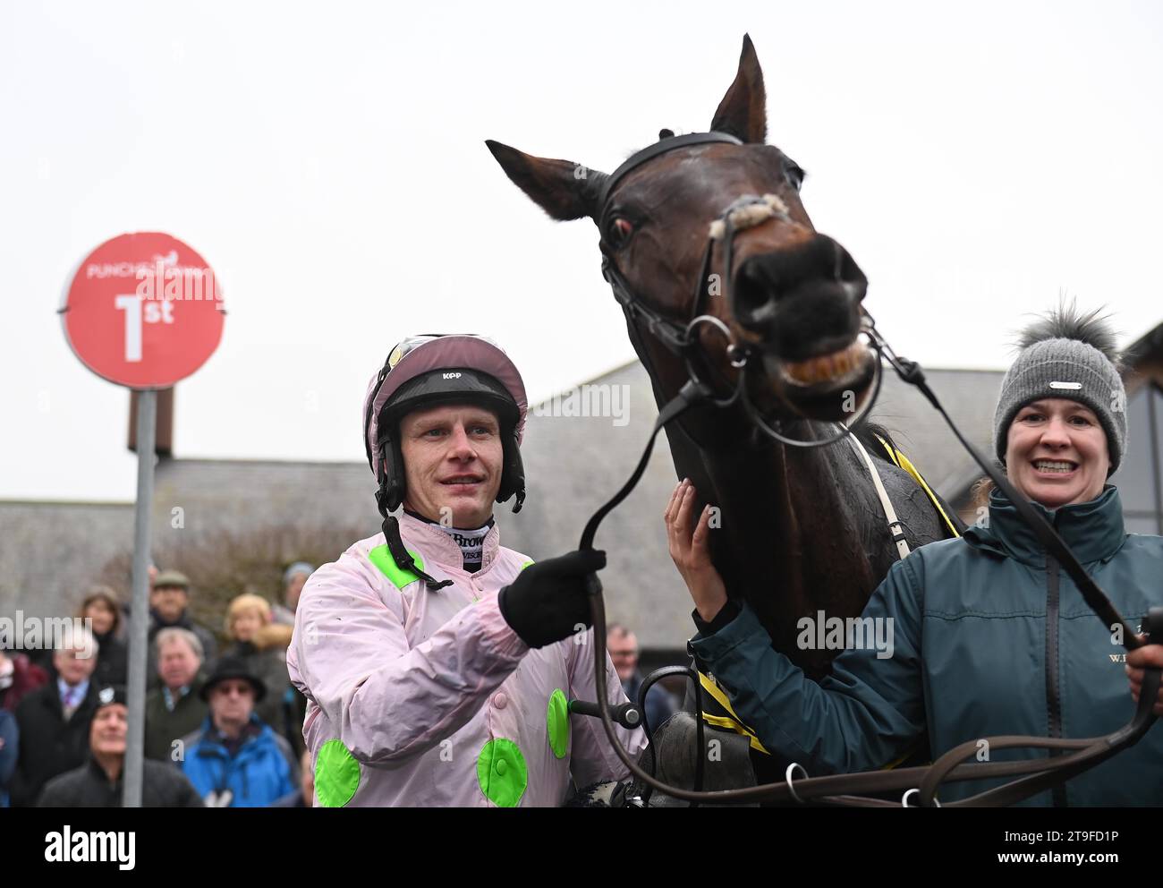 Gaelic Warrior and Paul Townend after winning the Conway Piling Beginners Chase during day one of the Punchestown Winter Festival at Punchestown Racecourse. Picture date: Saturday November 25, 2023. Stock Photo