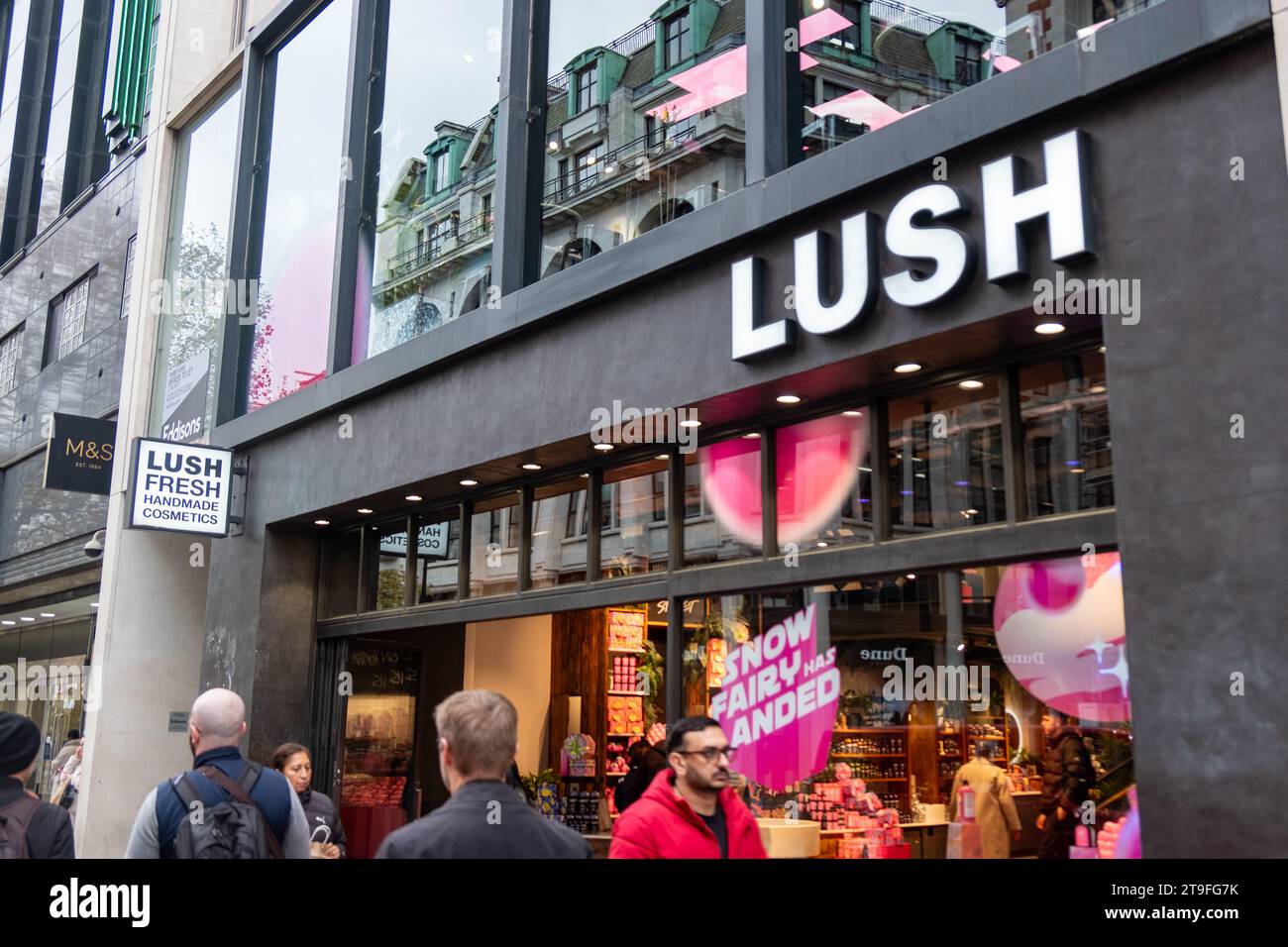 LONDON- NOVEMBER 23, 2023: Lush cosmetics rand beauty retail store
