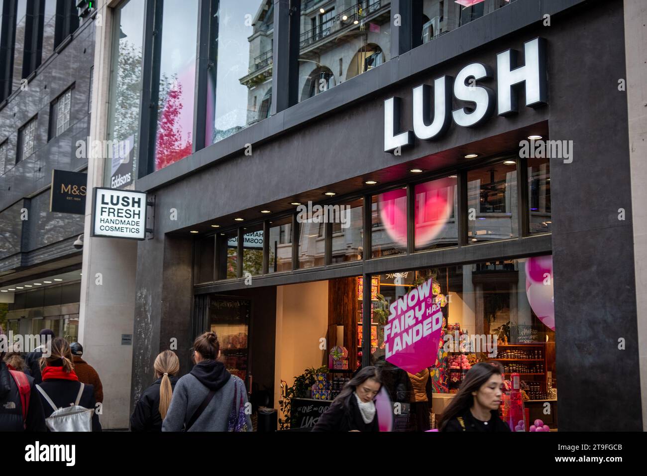 LONDON- NOVEMBER 23, 2023: Lush cosmetics rand beauty retail store