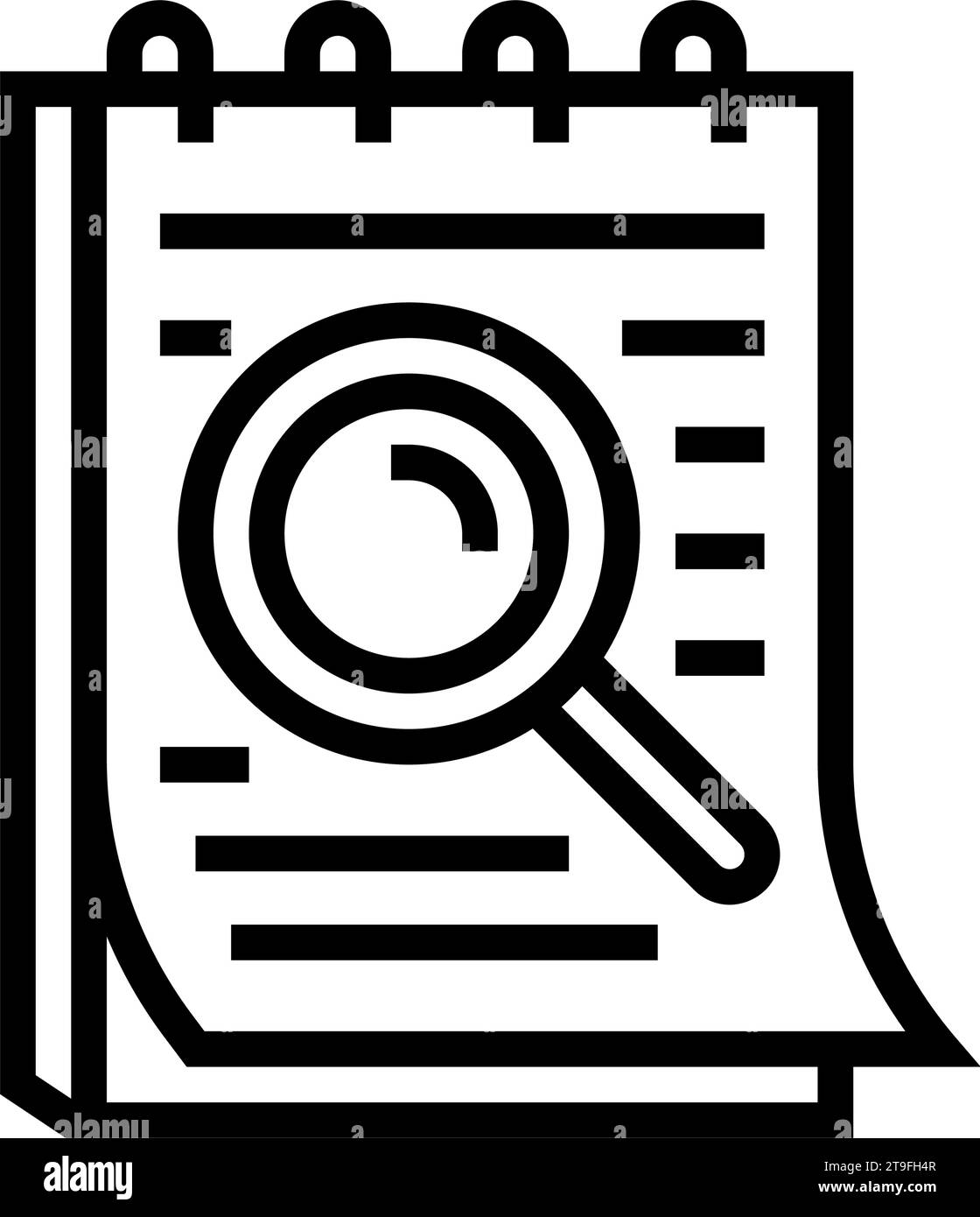 notepad search magnifying glass line icon vector illustration Stock ...