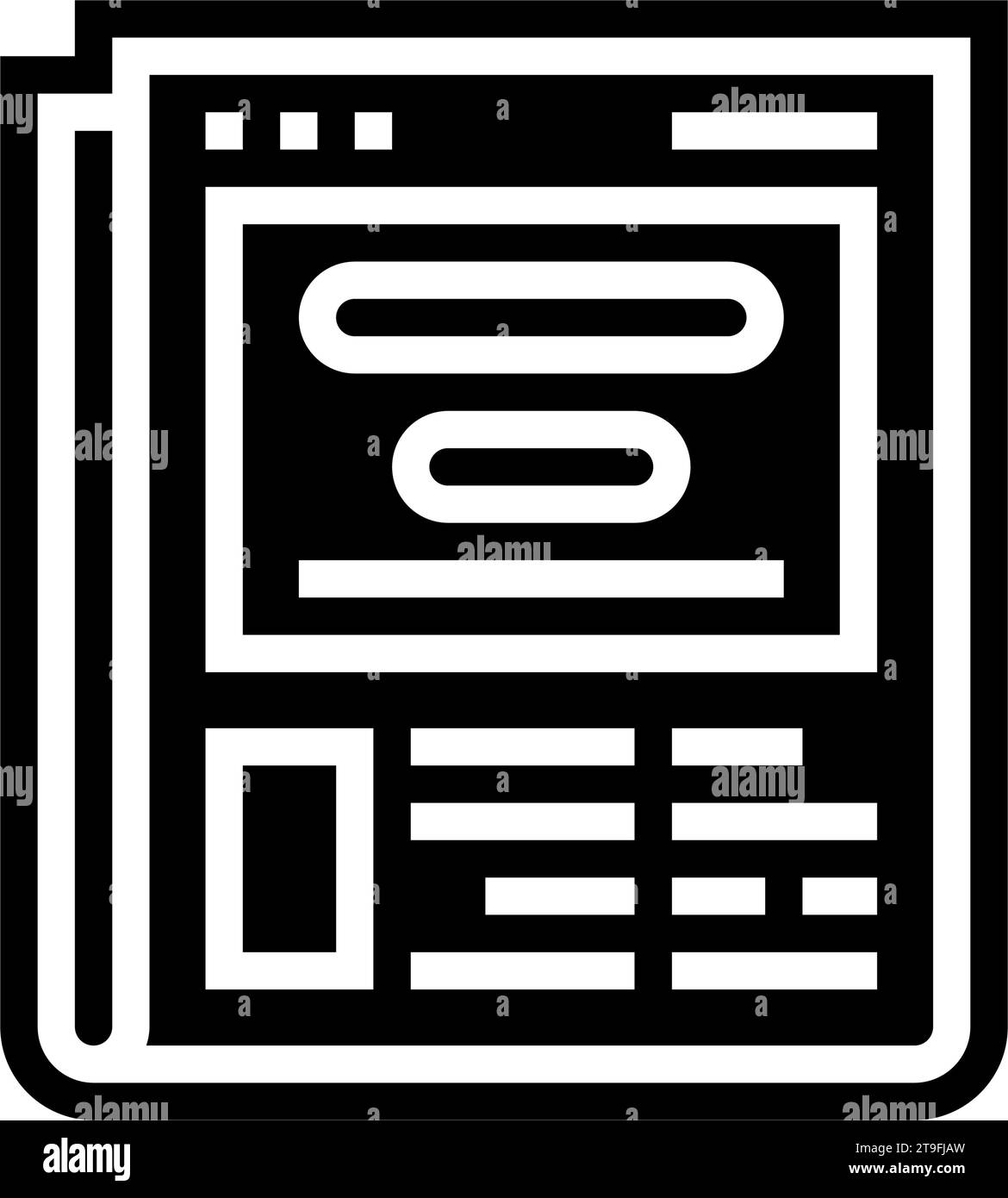 newspaper download file glyph icon vector illustration Stock Vector ...