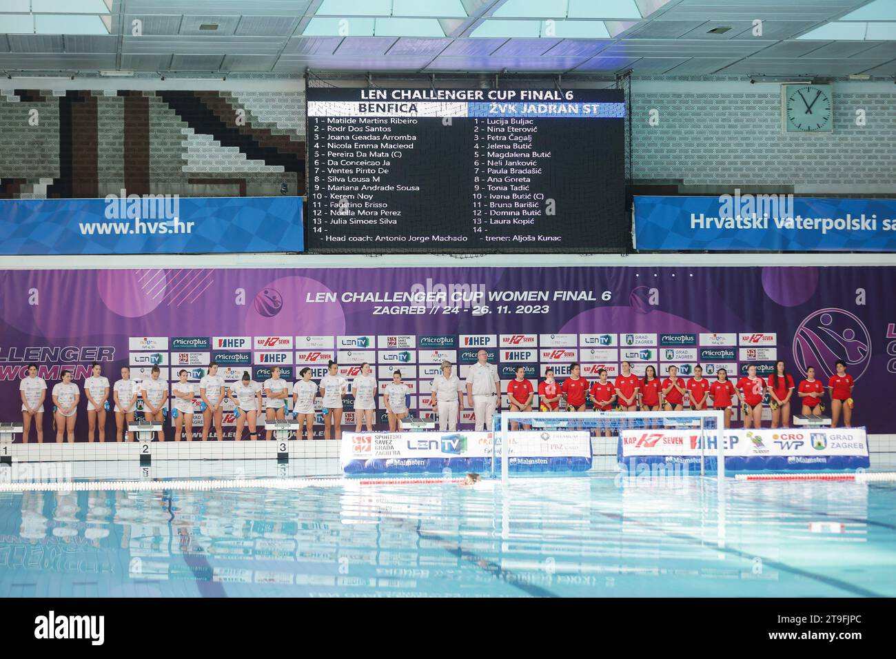 Zagreb, Croatia. 25th Nov, 2023. Water polo match between Sport Lisbon