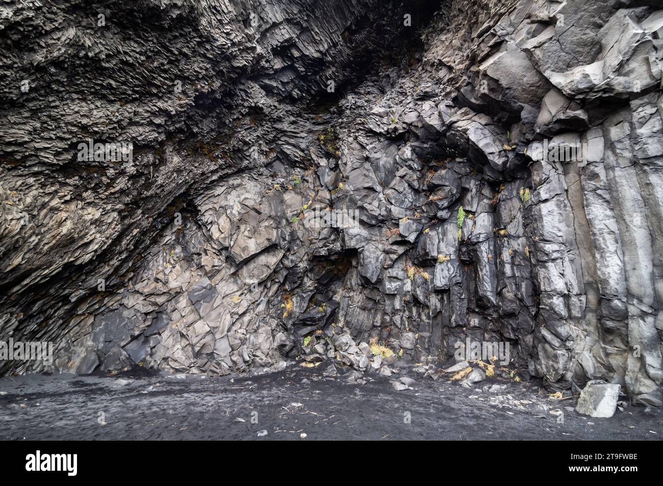 Reynisfjara, a world-famous black-sand beach found on the South Coast of Iceland. Stock Photo