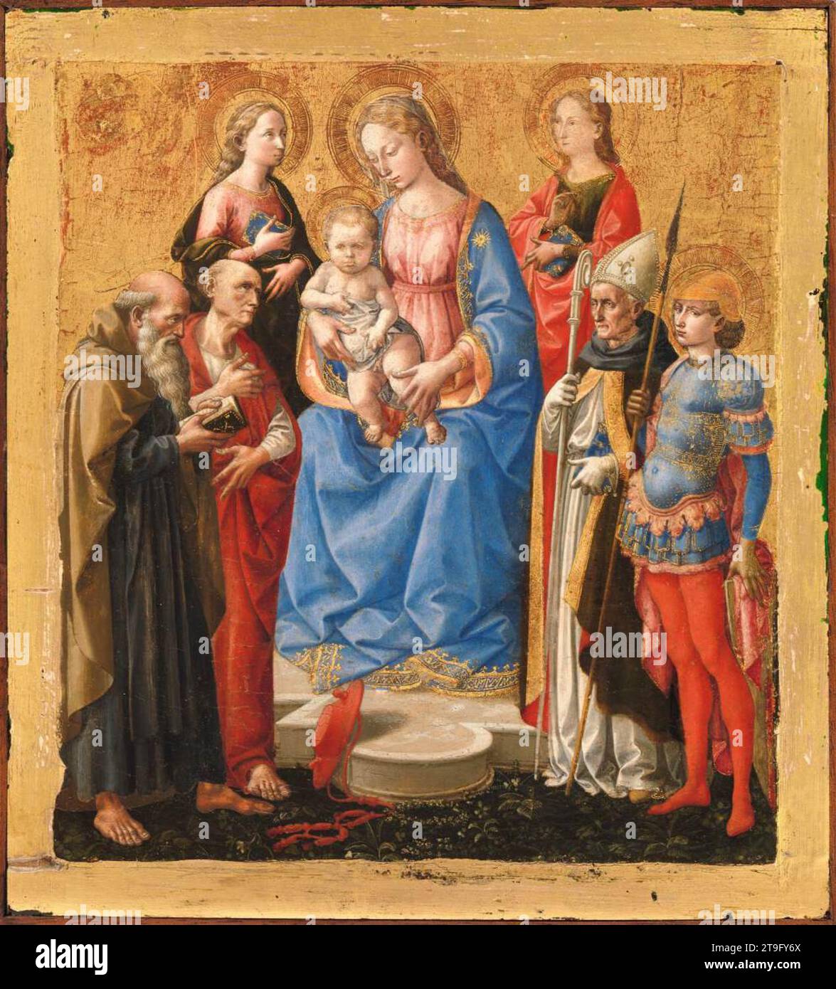 Virgin and Child with Six Saints 1448-50 by Pesellino Stock Photo