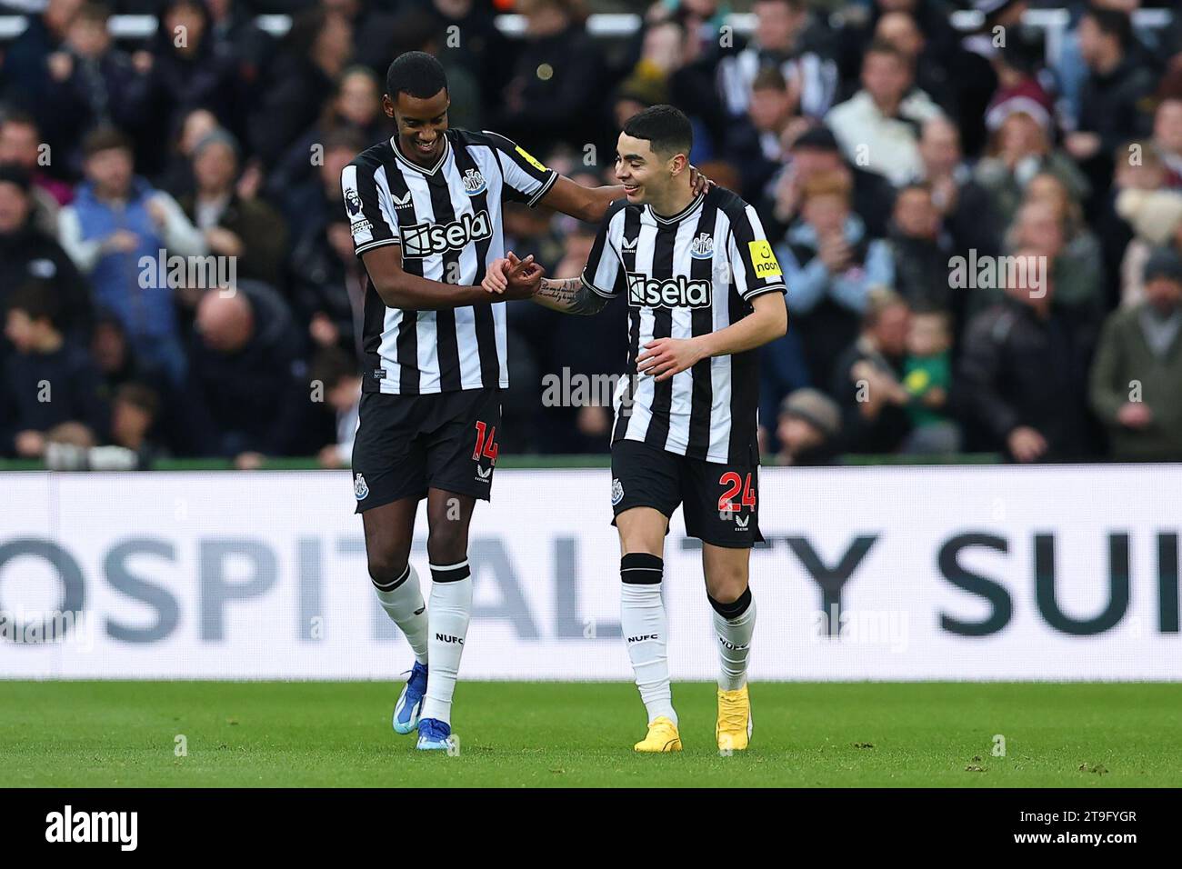 Newcastle, UK. 25th Nov, 2023. Alexander Isak #14 of Newcastle United ...