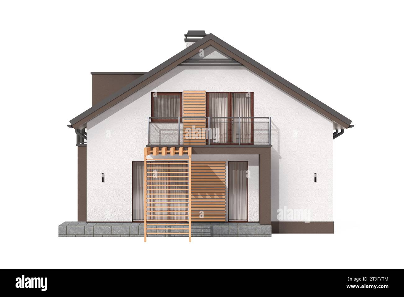 Modern Exterior of Luxury Private House Cottage on a white background ...