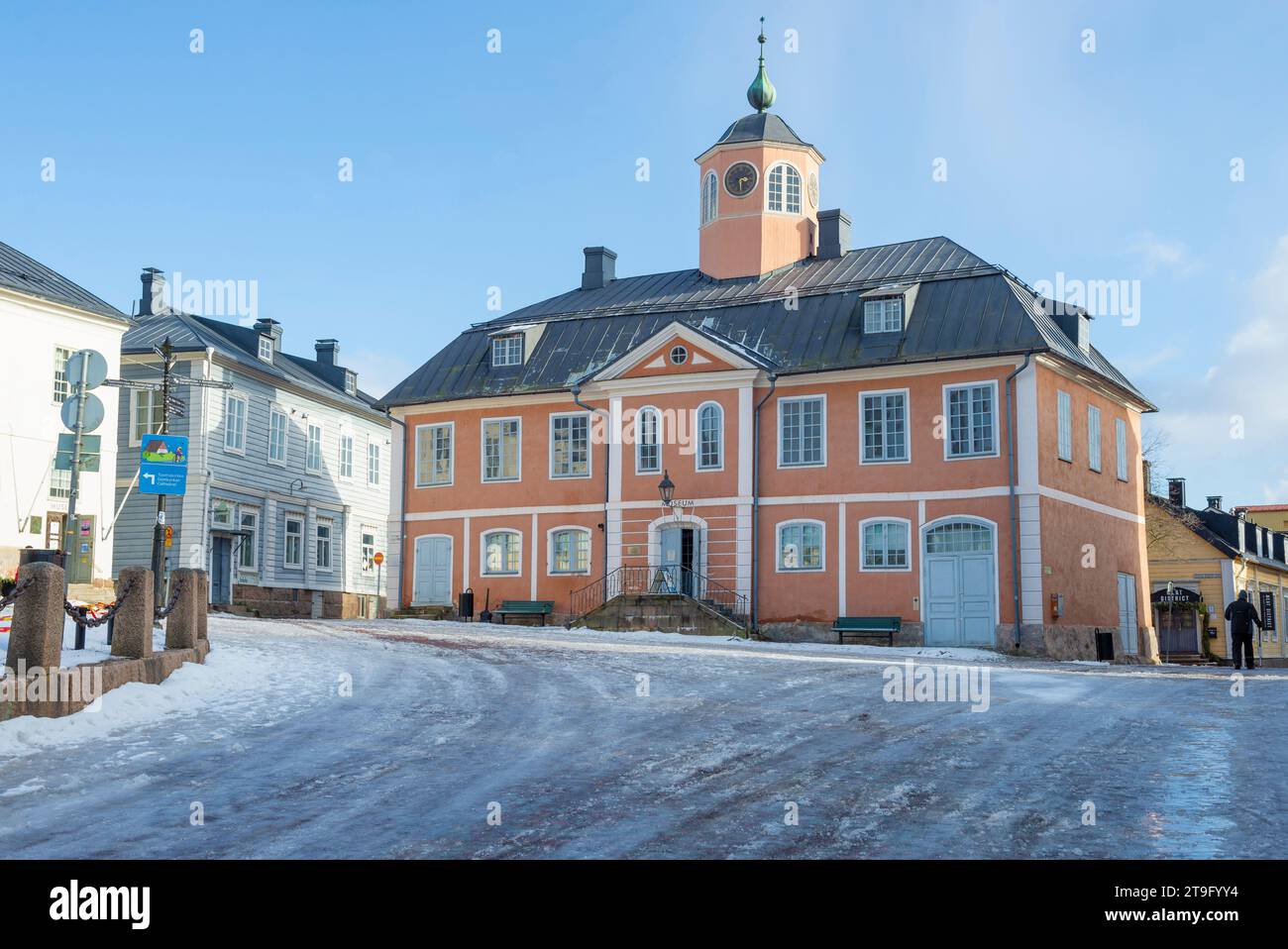 PORVOO, FINLAND - MARCH 10, 2019: View of the old town hall building on a sunny March day Stock Photo