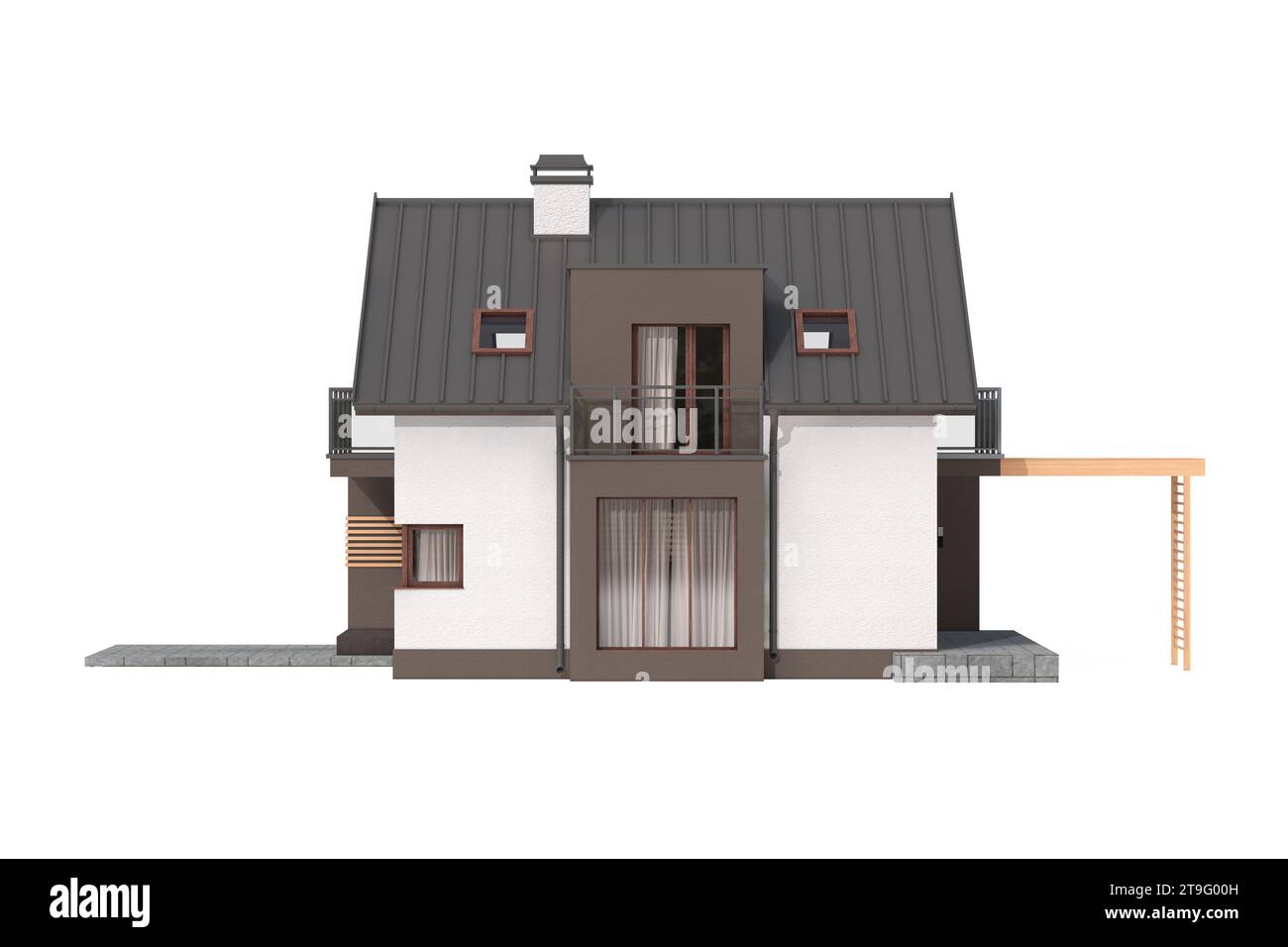 Modern Exterior of Luxury Private House Cottage on a white background ...