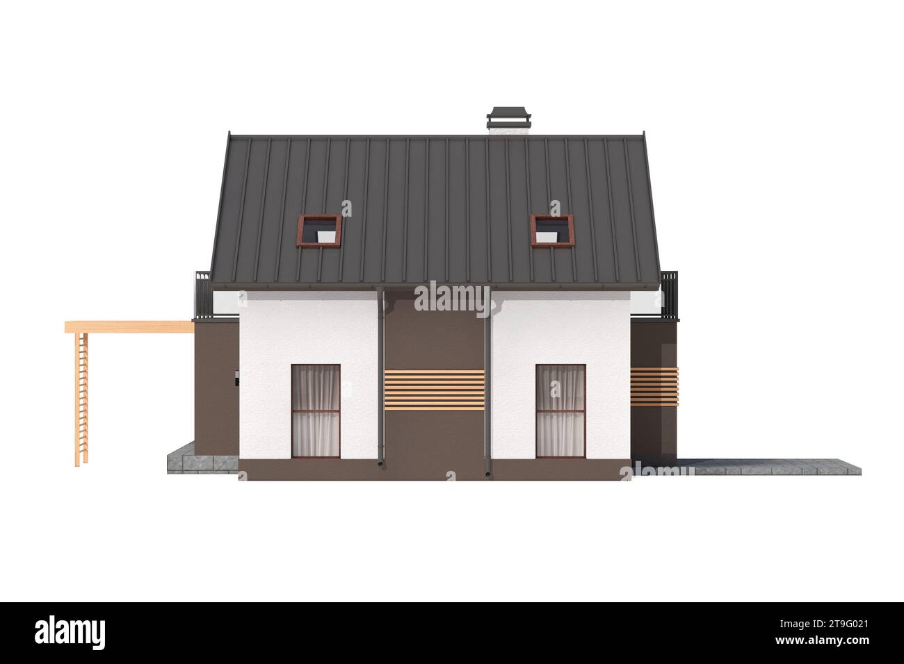 Modern Exterior of Luxury Private House Cottage on a white background ...