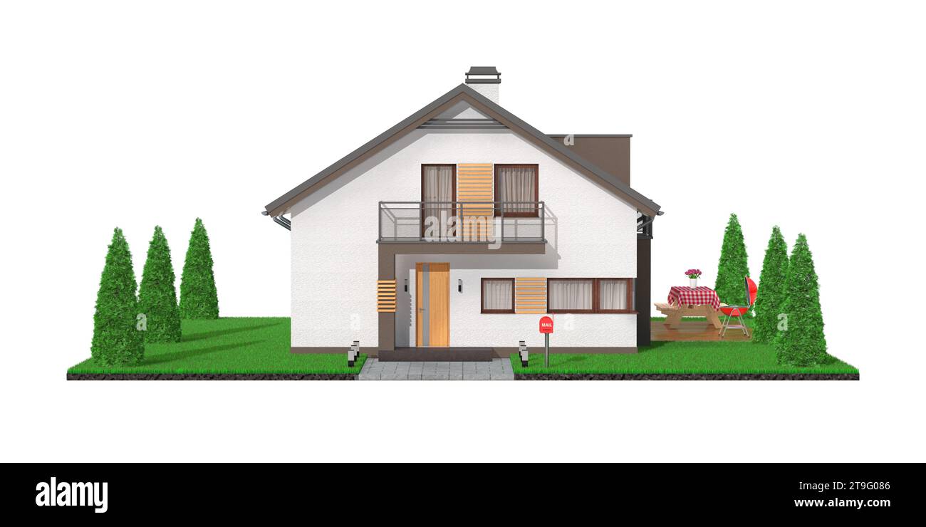 Modern Exterior of Luxury Private House Cottage on a white background ...