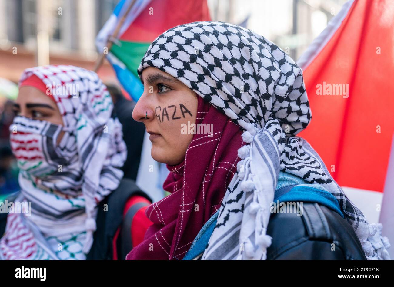 People take part in a Scottish Palestine Solidarity Campaign