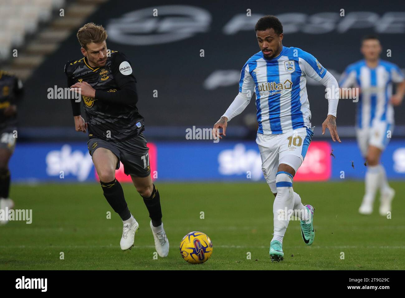 Josh Koroma 10 of Huddersfield Town on the ball during the Sky Bet Championship match