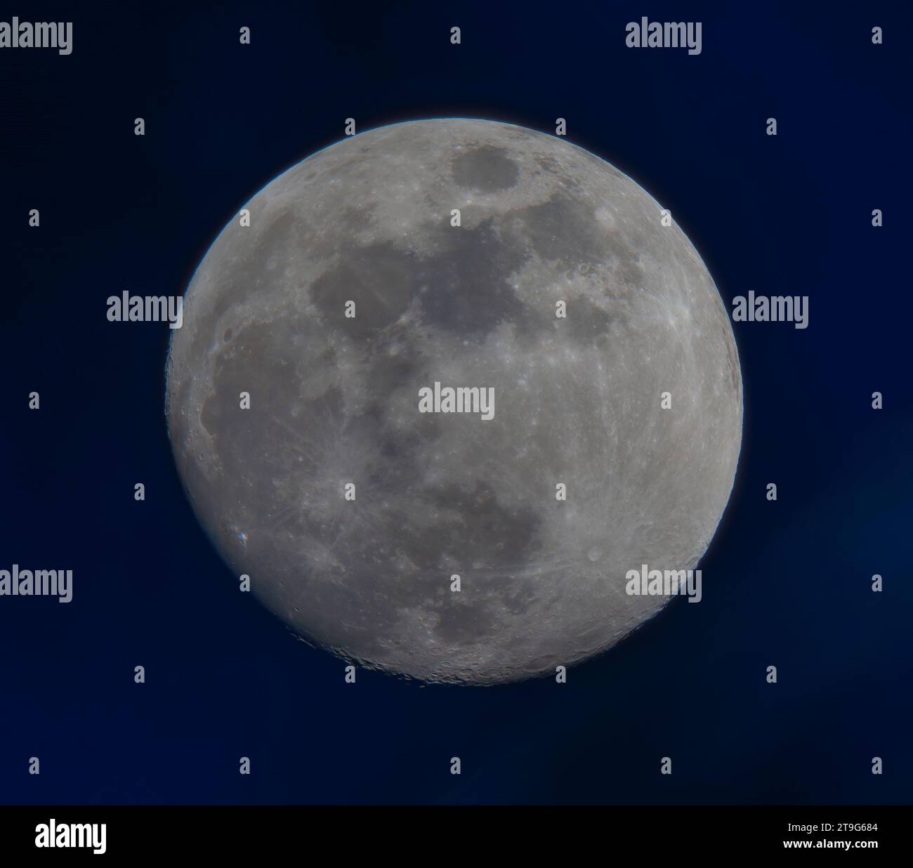 London, UK. 25th Nov, 2023. A 96% illuminated waxing gibbous Moon seen through a telescope in clear early evening sky with a cold night to follow. Credit: Malcolm Park/Alamy Live News Stock Photo