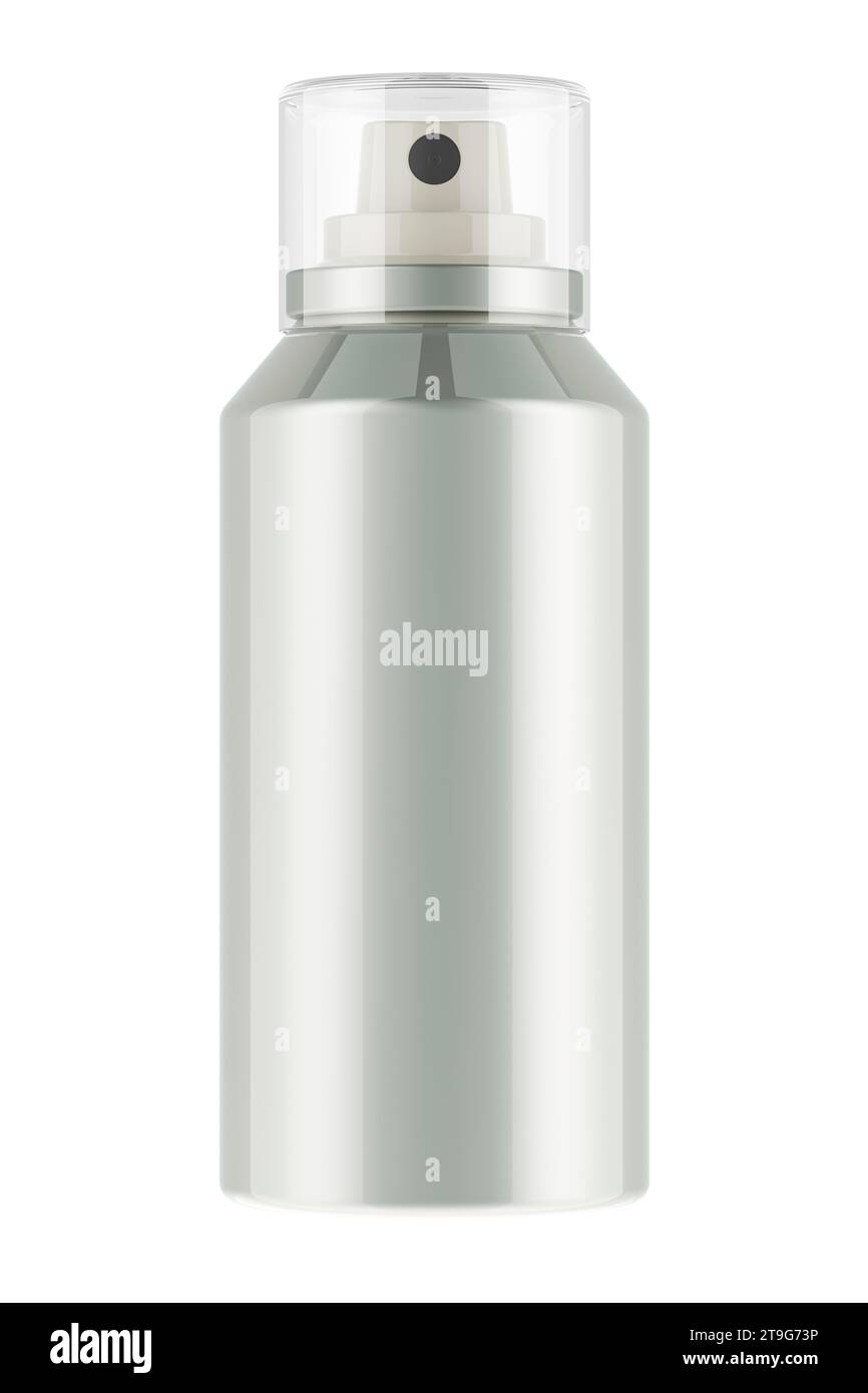 Metal bottle spray aerosol, 3D rendering isolated on white background ...