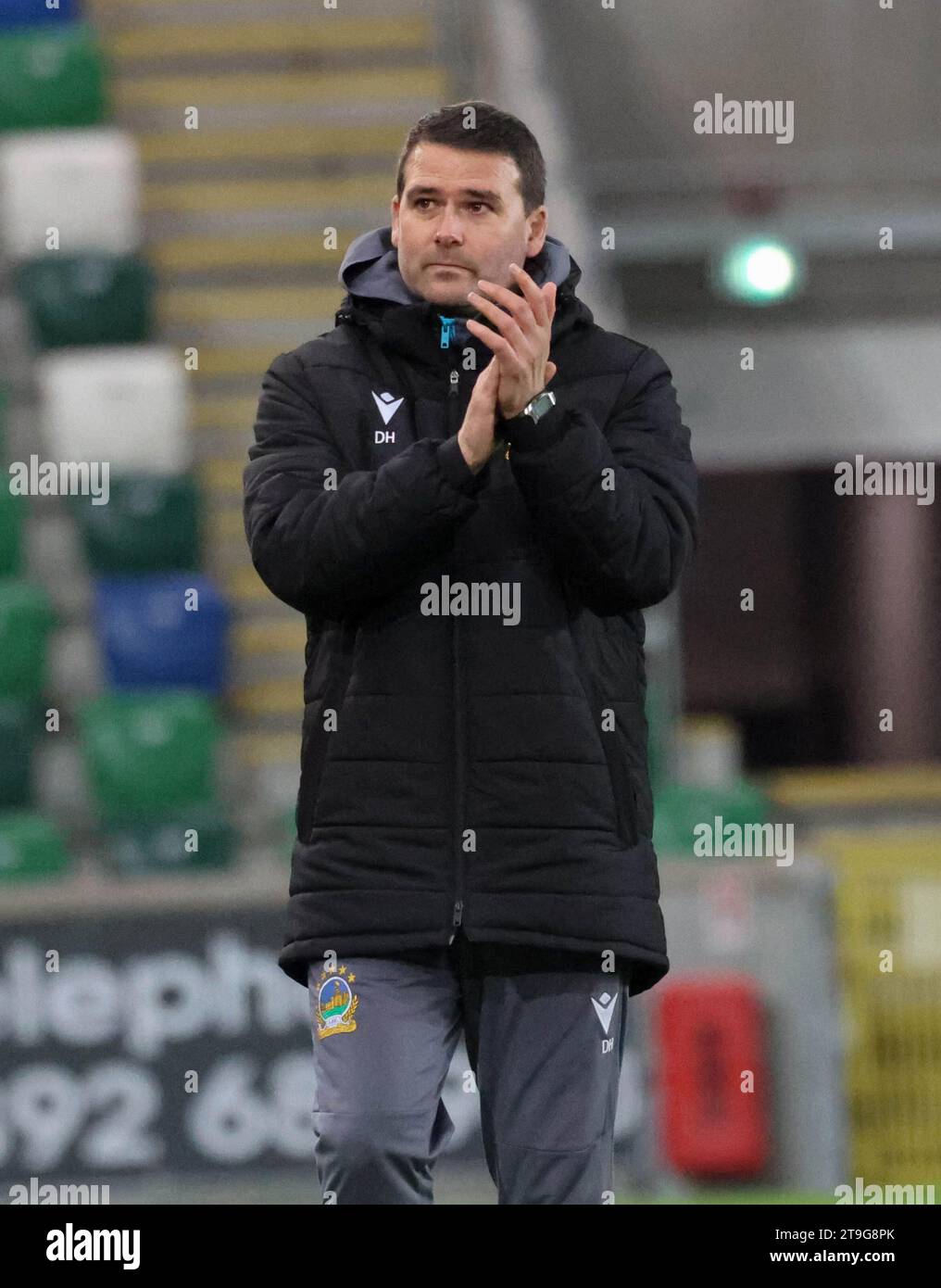 Windsor Park, Belfast, Northern Ireland, UK. 25th Nov 2023. Sports Direct Premiership – Linfield v Ballymena United. Irish Premiership action from today's game in Belfast. (Linfield in blue). Linfield manager David Healy after the win.  Credit: CAZIMB/Alamy Live News. Stock Photo