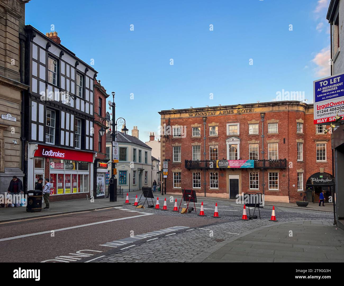 View of the High Street in the city of Wrexham, North Wales, UK Stock Photo Alamy