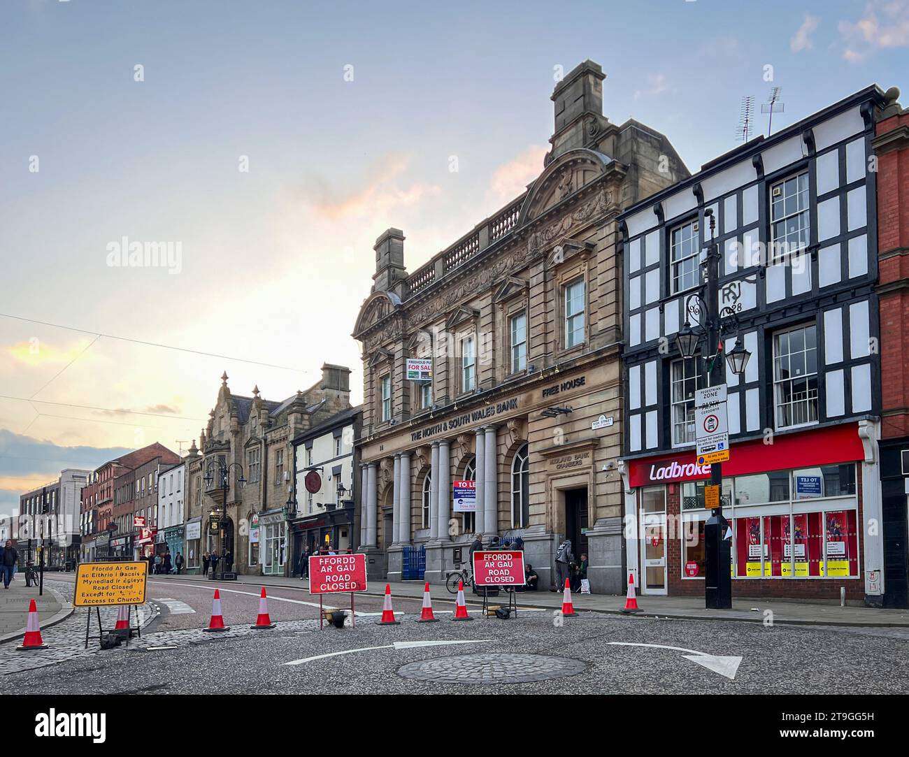 View of the High Street in the city of Wrexham, North Wales, UK Stock Photo Alamy