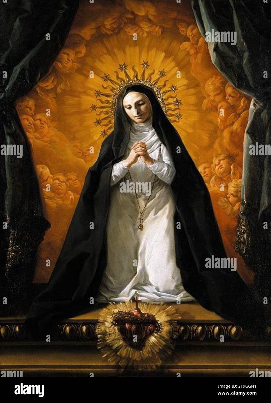 St Margaret Mary Alacoque Contemplating the Sacred Heart of Jesus c ...