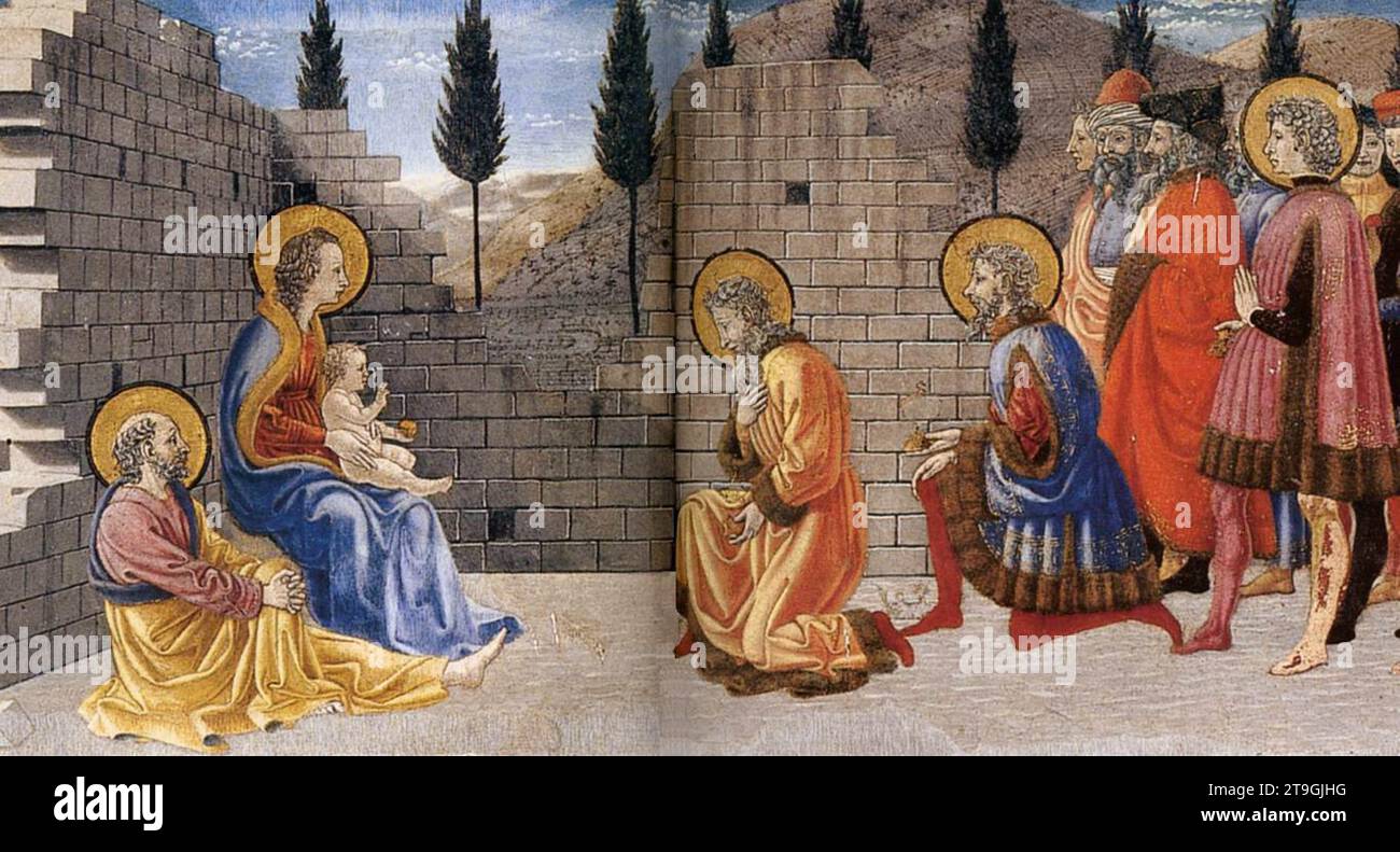 Nativity and Adoration of the Magi (detail) 1457-59 by Giovanni Di ...