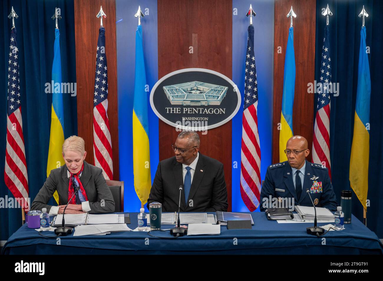 Secretary Austin and Joint Chiefs Chair Brown News Conference in Brussels