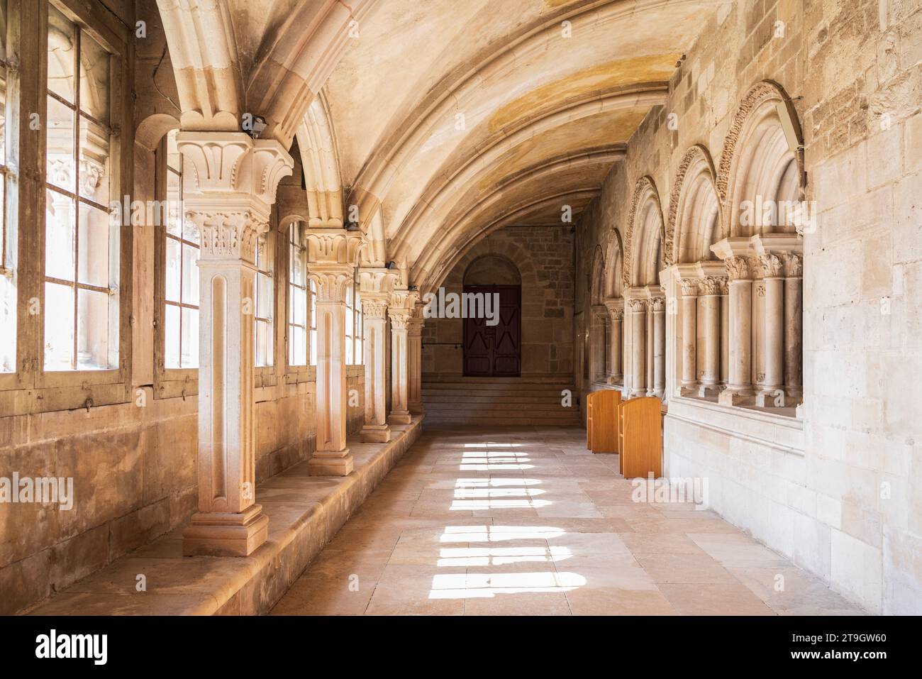 Vezelay, FRANCE - JULY 20, 2023: Cloister of landmark Saint Mary ...