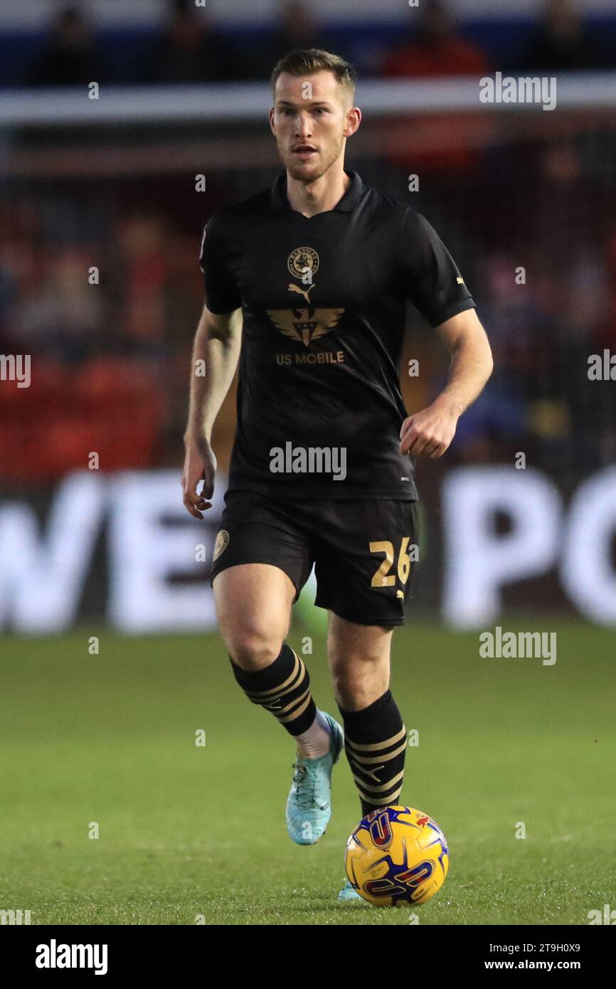 Jamie McCart #26 of Barnsley during the Sky Bet League 1 match Lincoln City vs Barnsley at Gelder Group Sincil Bank Stadium, Lincoln, United Kingdom, 25th November 2023  (Photo by Alfie Cosgrove/News Images) Stock Photo