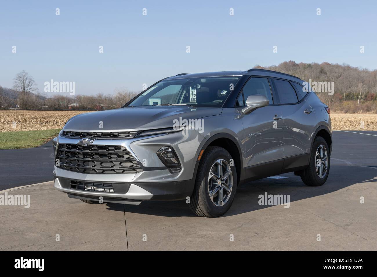 West Harrison - November 23, 2023: Chevrolet Blazer display at a dealership. Chevy also offers the Blazer in 2LT, 3LT and RS models. Stock Photo