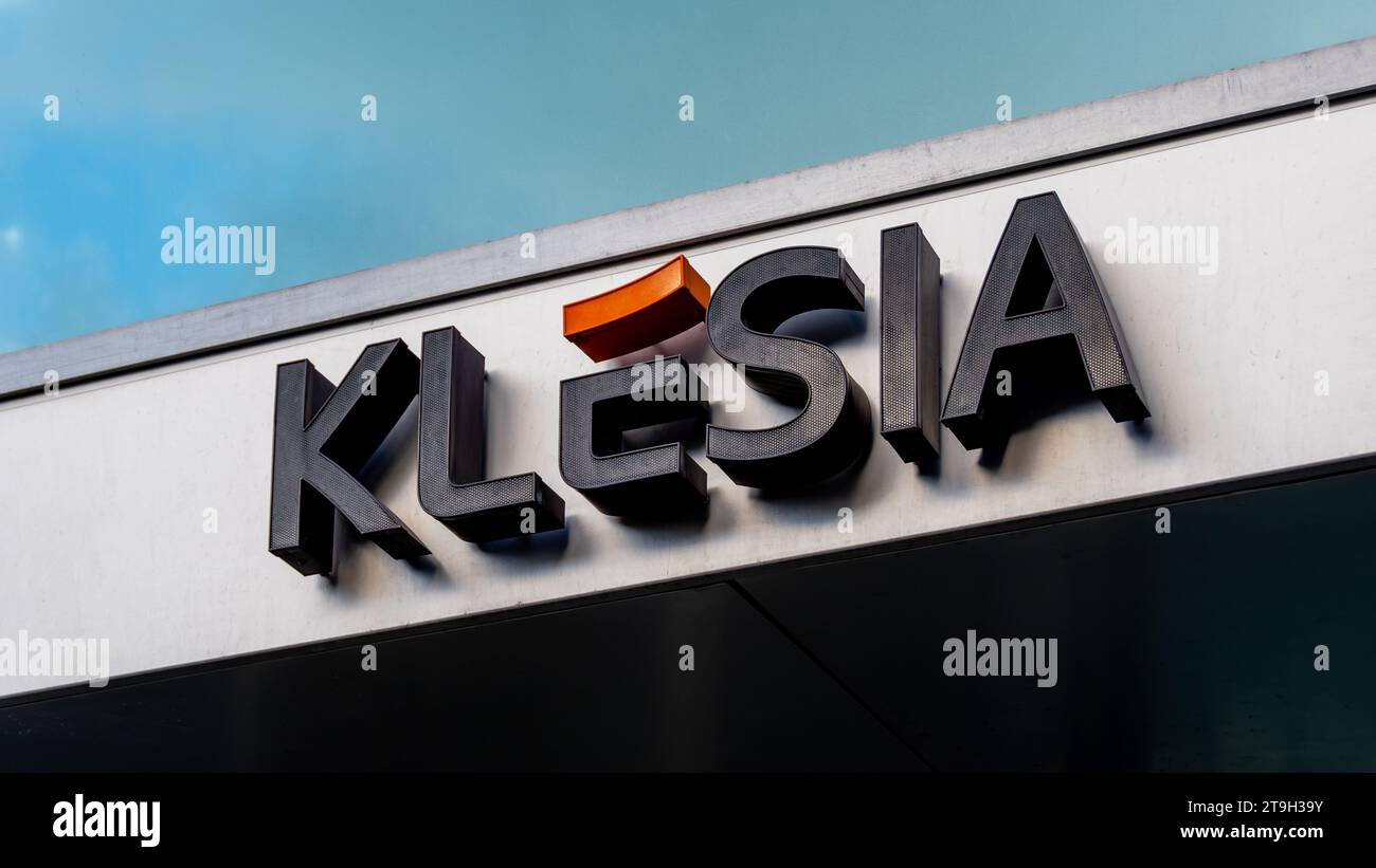 Sign and logo on the Klesia headquarters. Klesia is a French joint social protection group specializing in health insurance, welfare and retirement Stock Photo