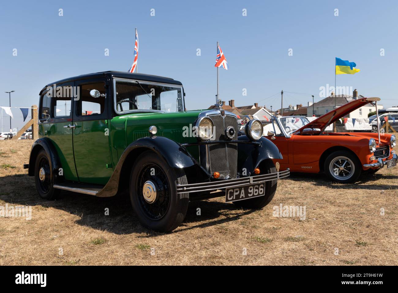1934 Morris Ten Four at a classic car meeting in Yarmouth on the Isle