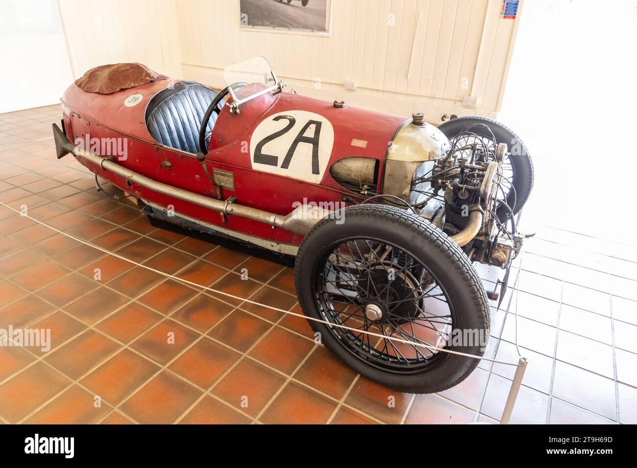 Clive Lones Morgan holder of 37 world records and raced at Brooklands track between 1929-1935. on display at Brooklands museum, Weybridge, Surrey, UK Stock Photo