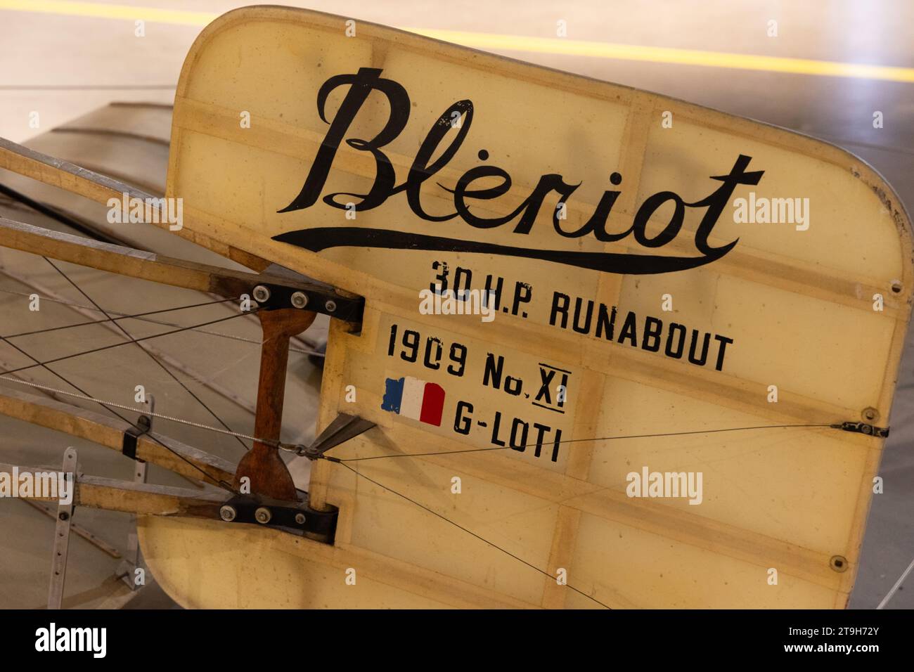 Replica of 1909 Bleriot XI at Brooklands museum, Weybridge, Surrey, UK Stock Photo