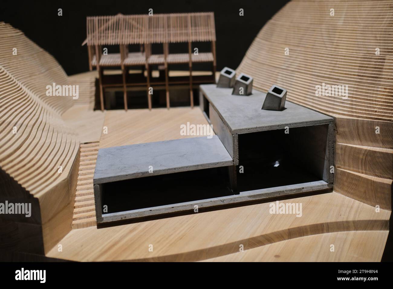 Wood and concrete architectural model designed by ZAO Standard
