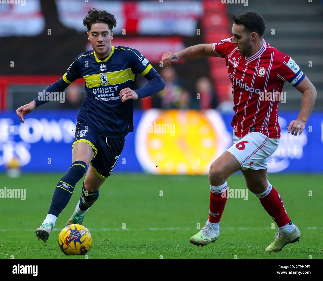 Hayden Hackney #7 of Middlesbrough runs with the ball during the Sky 