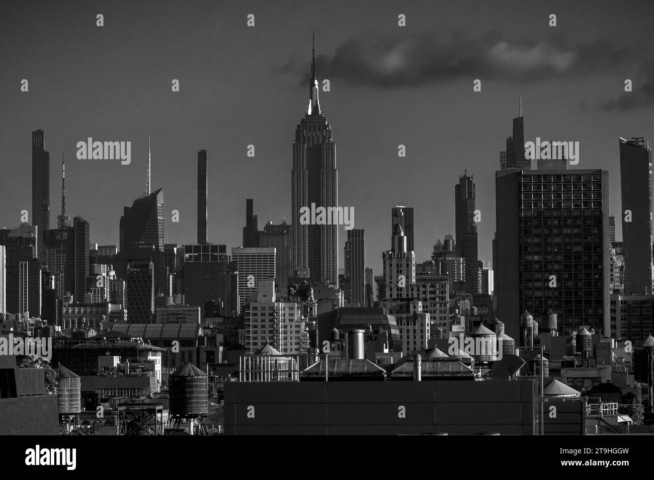 Looking north at Midtown Manhattan from a rooftop in Chinatown, New York City Stock Photo