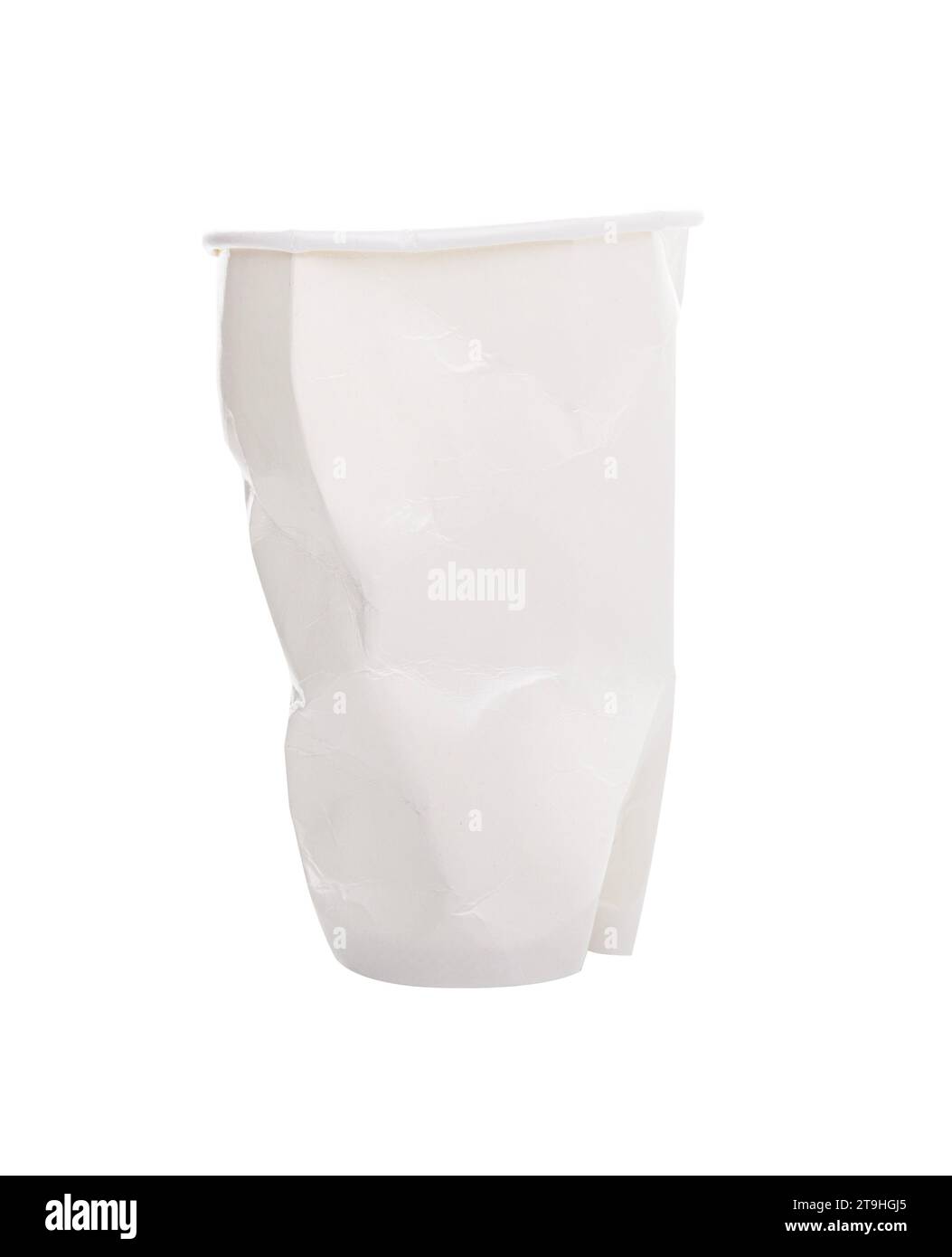 Crumbled White paper coffee cup on white background. With clipping path ...