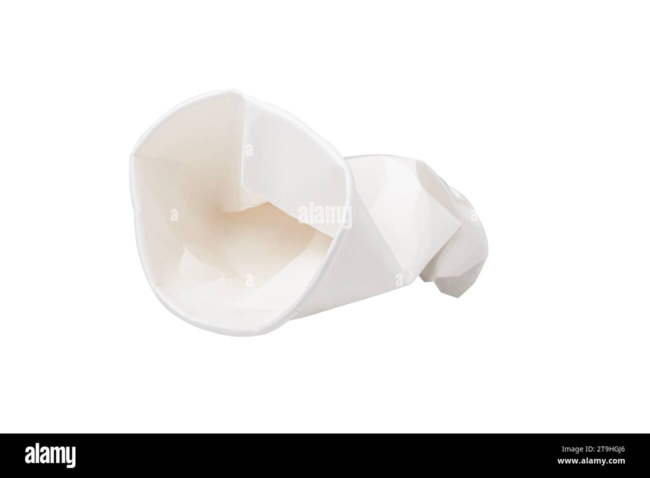 Crumbled White paper coffee cup on white background. With clipping path ...