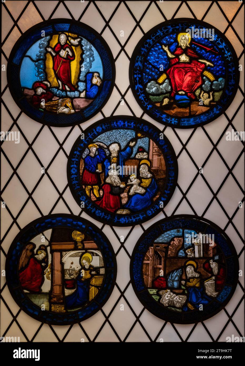 Hans Schäufelein, German, c. 1482-1539/40, Roundel Set, c. 1510, Stained Glass, Lead Stock Photo