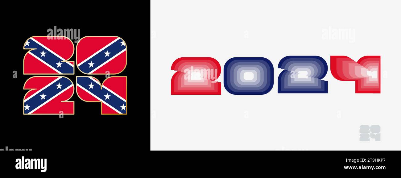 Year 2024 with flag of Confederate and in color palate of Confederate