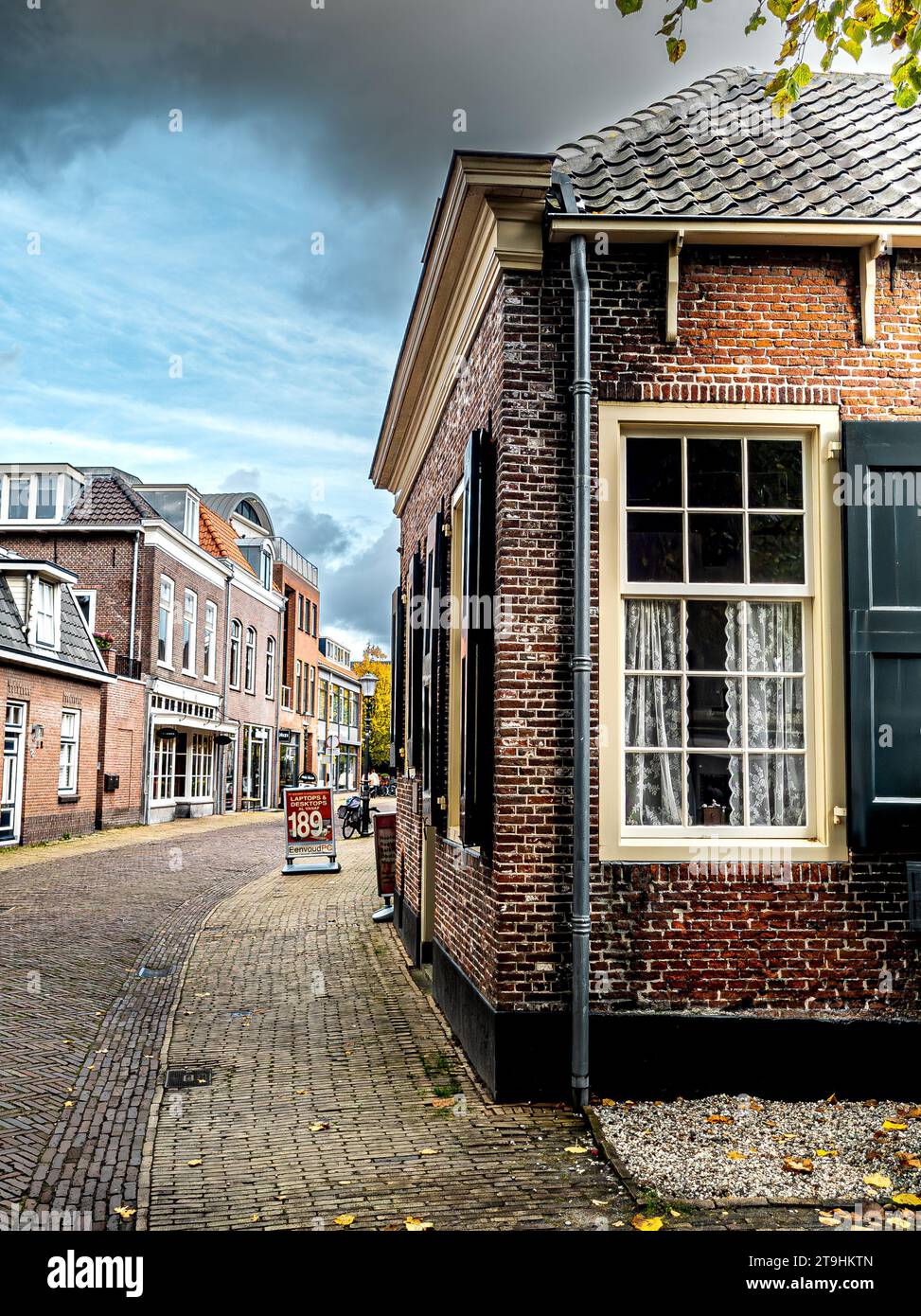 31.10.2023, Voorschoten, Netherlands, Old part of city with typical Dutch architecture Stock Photo