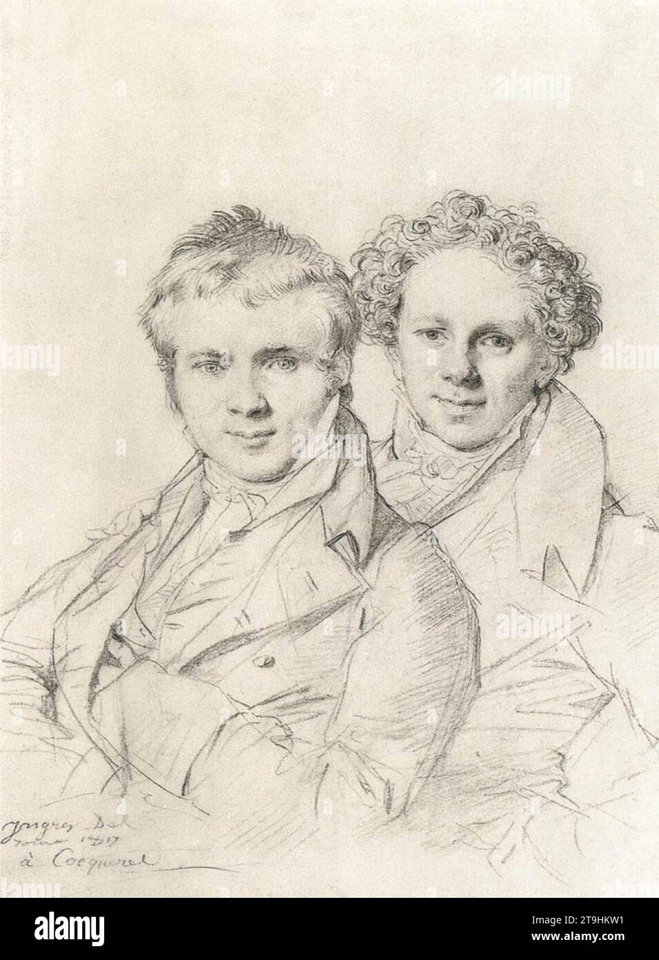 Double Portrait of Otto Magnus von Stackelberg and Jacob Linckh 1817 by Jean-Auguste-Dominique Ingres Stock Photo