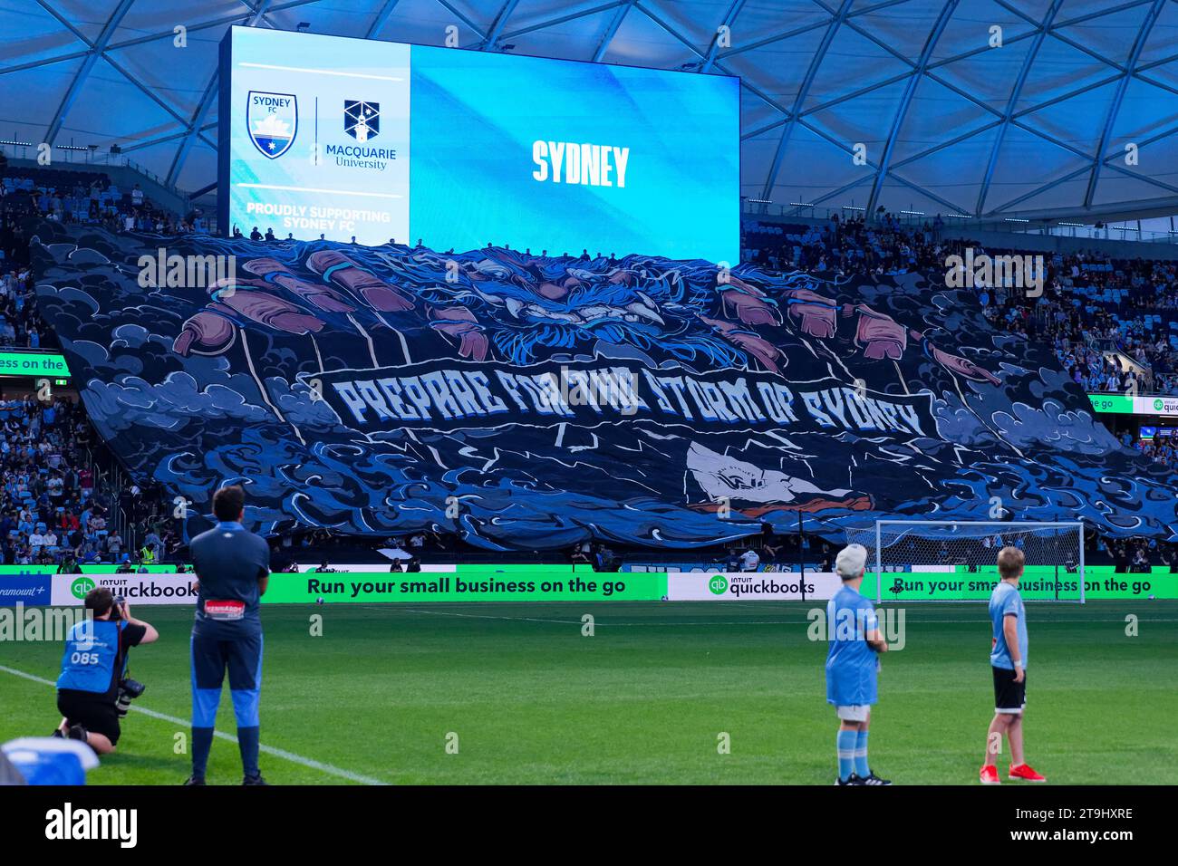 Sydney, Australia. 25th Nov, 2023. Sydney FC fans display a Tifo before the A-League Men Rd5 between Sydney FC and the Wanderers at Allianz Stadium on November 25, 2023 in Sydney, Australia Credit: IOIO IMAGES/Alamy Live News Stock Photo