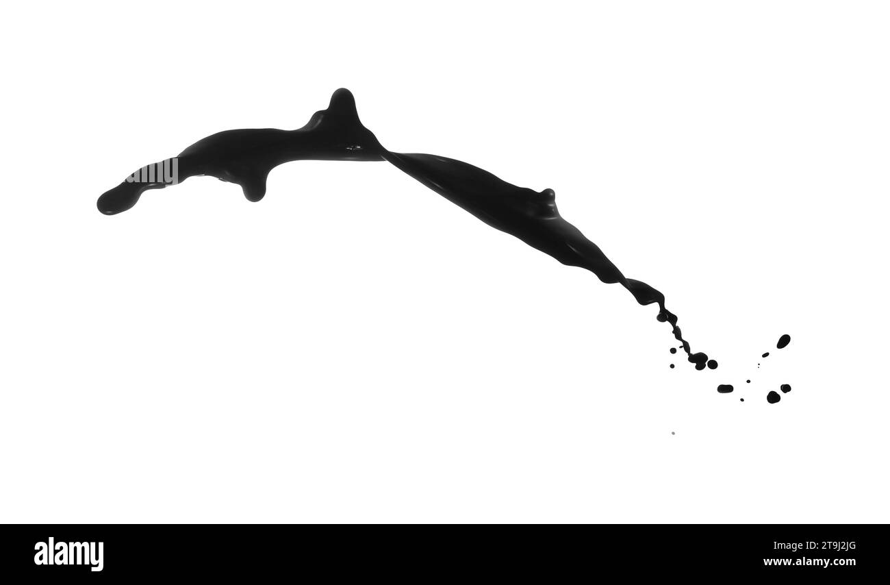 Splash of glossy black liquid on white background Stock Photo - Alamy