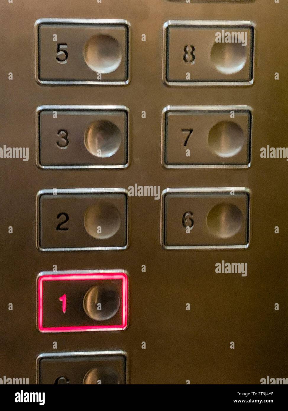 Lao Cai, Vietnam. Absence of Fourth Floor from Elevator Options Shows Chinese Superstition that Number 4 is Bad luck. Stock Photo