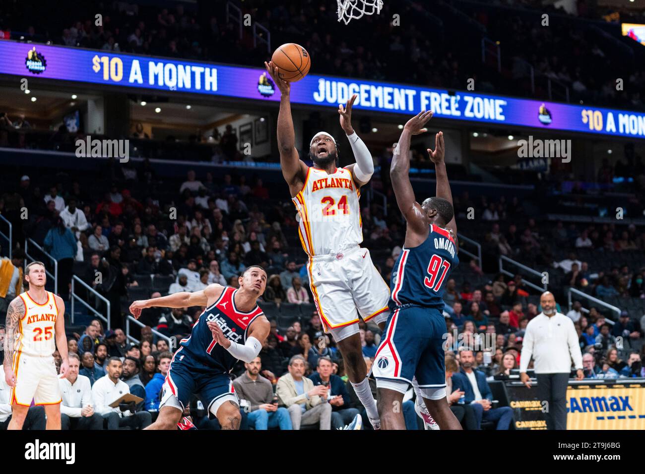 Atlanta Hawks forward Bruno Fernando (24) shoots while Washington