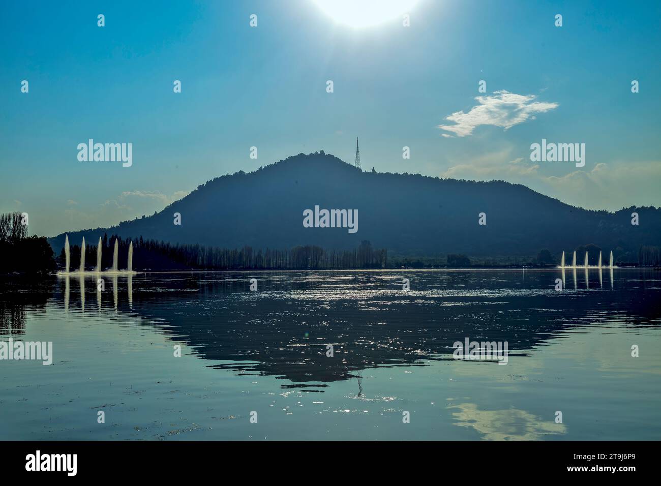 sunset over dale lake in Srinagar,Jammu Kashmir,India. Stock Photo